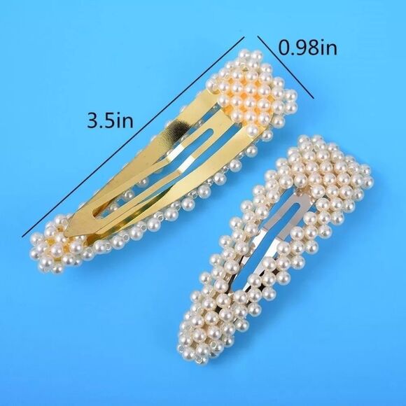 White pearl hair clips - Picture 5 of 6